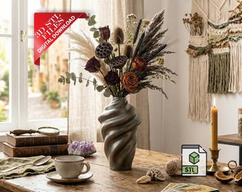 Modern Geometric Vase STL File | Minimalist Boho Planter (Digital Download)