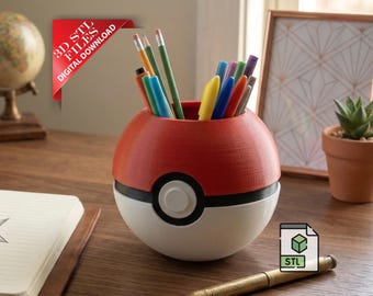 Monster Catching Ball Pencil Holder | Anime Desk Organizer (Digital Download)