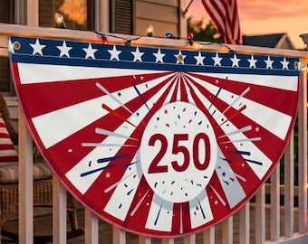 USA 250th Anniversary Patriotic Fan Bunting Flag – Red White Blue Porch Decor