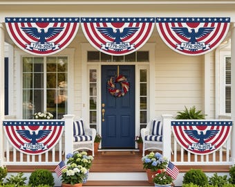 USA 250th Anniversary Eagle Fan Bunting Flag – Patriotic Porch Decor 1776-2026