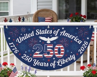USA 250 Years of Liberty Bunting Flag 1776-2026 Fireworks Porch Banner