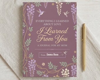 Personalized Mom Journal Gift, Wisteria Floral Notebook for Mother, Custom From Daughter Keepsake Book, Mothers Day Gift