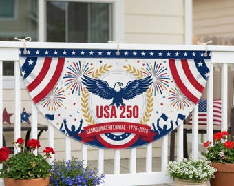 USA 250th Anniversary Bunting Flag – Patriotic Semiquincentennial 1776–2026 Outdoor Decor