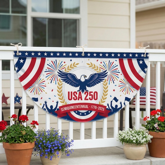 USA 250th Anniversary Bunting Flag – Patriotic Semiquincentennial 1776–2026 Outdoor Decor