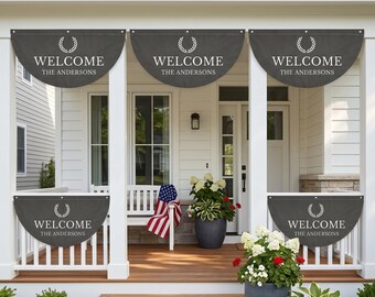 Custom Welcome Family Name Bunting Flag Personalized Porch Home Decor