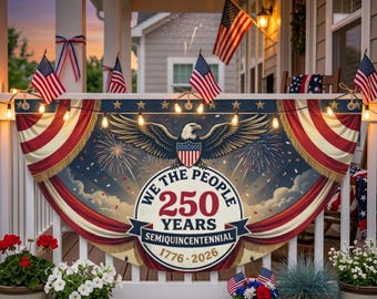 We The People 250 Years Bunting Flag, 1776-2026 Eagle Porch Banner USA