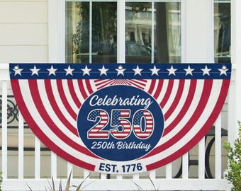 USA 250th Birthday Bunting Flag Patriotic Porch Decor 1776 2026 Stars Stripes Fan Banner Independence Day Outdoor Decoration