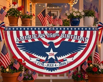 America's 250th Birthday Eagle Bunting Flag 1776 July 4 2026 Patriotic