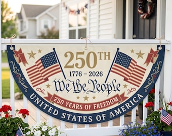 USA 250th Birthday Bunting Flag We The People Patriotic Porch Decor Independence Day Fan Banner America 1776 2026