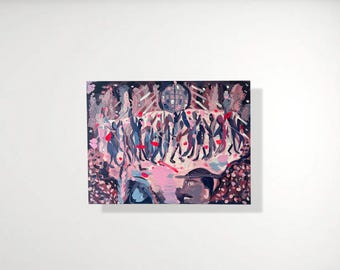 Original One of a Kind Painting by artist Shego; "Fairies in the Forest Night"