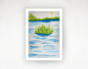Original Canadian Landscape Watercolour Painting by artist Shego: "The Island".