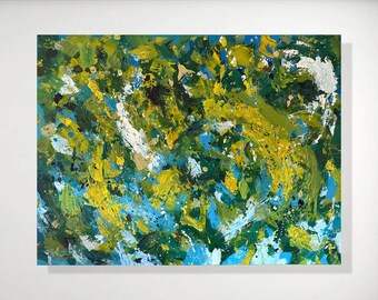 One of a Kind Abstract Contemporary Painting by Artist Shego; "Tree in the Wind"
