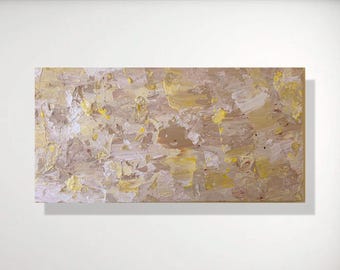 Original Beige Nature Painting by Artist Shego; "Birch Tree"