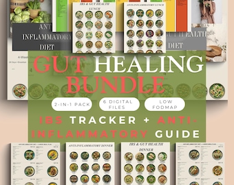 Gut Healing Mega Bundle 4 Week Low FODMAP Meal Plan Anti Inflammatory Diet 112 Meals IBS Pain Relief Leaky Gut Repair Grocery Guide PDF