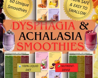 Dysphagia Diet Plan and 60 Pureed Smoothies Guide IDDSI Level 4 Soft Food List Achalasia Swallowing Support Meal Plan PDF