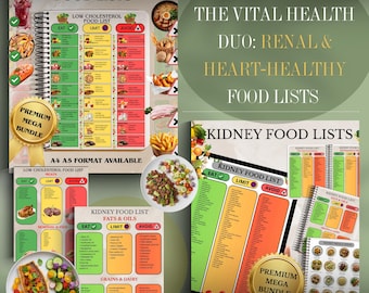 Paquete de listas de alimentos para la salud renal y cardíaca (PDF imprimible)