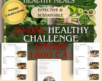 30-Day Healthy Meal Plan, Under 1800 Calories, 90 Macro-Tracked Recipes (PDF Download)