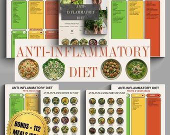 Anti-Inflammatory Diet 4-Week Meal Plan, 112 Recipes, Food List (Digital Download)