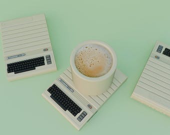 Retro computer coaster and bottle opener/ C64