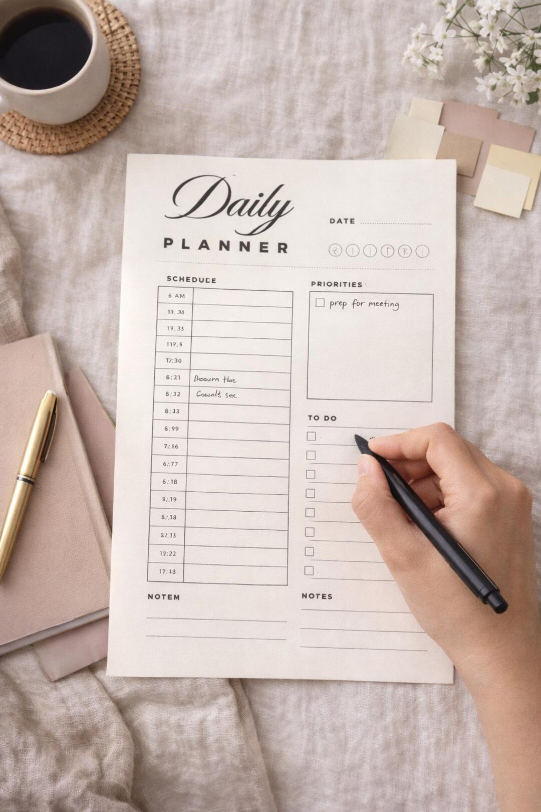 Minimalist Daily Planner Printable | Hourly Schedule, to Do List ...