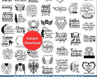 45 Memorial Svg Bundle, Angel Wings Svg,Memorial Svg Shirt, In loving Memory Png,Memory Svg,Pet love Prints,Cricut, Silhouette, Pet Loss png