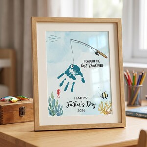 Handprint Fishing Craft for Father's Day, Kids DIY Art Keepsake (Digital Download)