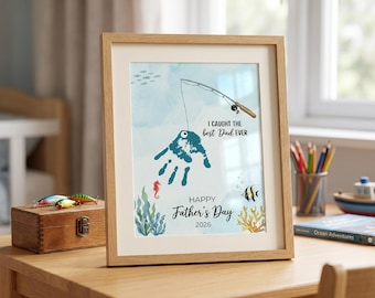 Handabdruck Angeln Handwerk zum Vatertag, Kinder DIY Kunst Andenken (Digitaler Download)