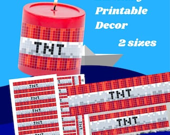 Geburtstags bedruckbares TNT Wrapper, DIY Geschenk für Kinder Geburtstag Spielplatz Party Dekor Etikett, Gaming druckbares Kerzenverpackungsetikett, Kerzenverpackung