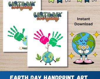 Earth Day Handprint Art| Earth In Hands, Earth Day Printables| Handprint Craft Pdf| Preschool Activity| EarthDay Keepsake| Digital Download