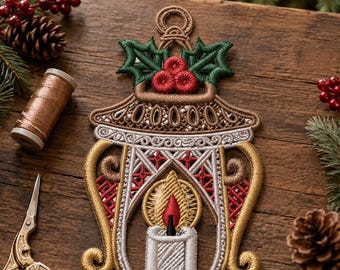 FSL Christmas Lantern Embroidery Design, Free Standing Lace Ornament (Digital Download)