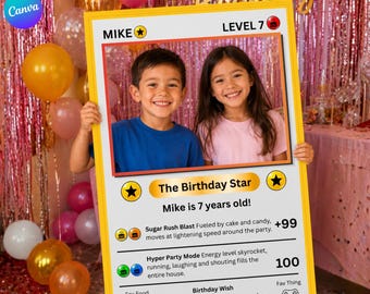 Sammelkarte Geburtstag Fotorahmen Vorlage, 24x36 Party Prop (Canva Template)