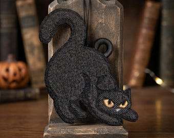Black Cat Embroidery Design, Halloween Cat Machine Embroidery Pattern, Spooky Kitty Embroidery File, Gothic Pet Stitch Design,