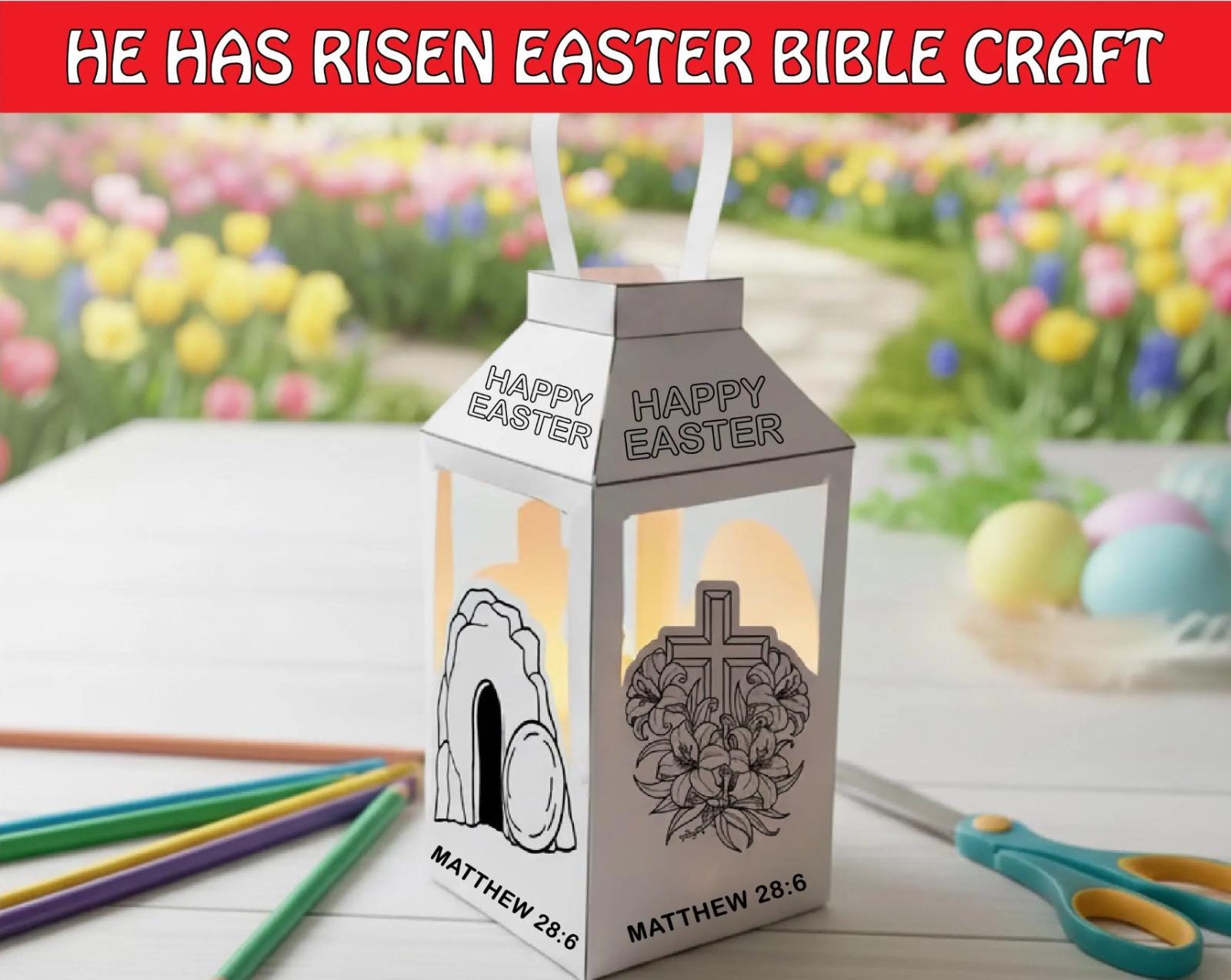He is Risen Craft for Kids Activity, Easter Coloring Craft Activity ...
