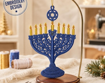 FSL Chanukka Ornament Stickmuster, traditionelle jüdische Spitzendekoration, Baumbehang Digitaler Download