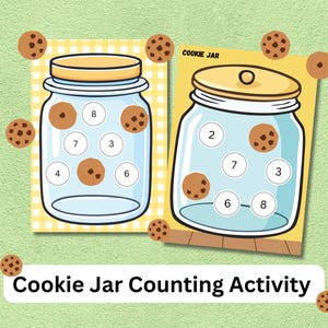 Cookie Jar Counting Activity, Matching Numbers 1-10 Count, Homeschool Learning, Pre-k Learning, Educational Resource.