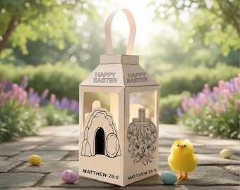 Er ist auferstanden Handwerk für Kinder Aktivität, Ostern Färbung Handwerk Aktivität, Papierlaterne Ostern Bibel Handwerk, Schulstunde Schrift Matthäus 28: 6