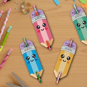 Back to School Pencil Topper, Cute Pencil Tags, Child Gift, Back to School Decor, Pencil Favor Tag, Printable Gift Tag, Pencil Holder Tag