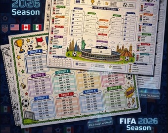 WM 2026 Tracker für Kinder | Fußball & Football Tournament Halterung Chart Match Prediction Game Sofortiger Download PDF