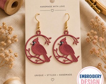 Red Cardinal Embroidery Design, Bird Machine File, Nature Wildlife (Digital Download)