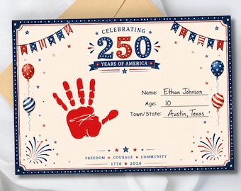 America 250 Handprint Craft, Andenken Andenken Andenken (Digitaler Download)