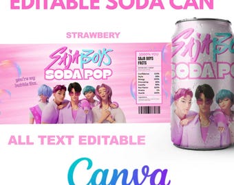 Kpop Demon Hunters Soda Can Labels | Saja Boys Birthday (Digital Download)