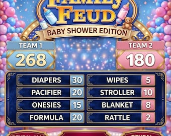 Babyparty-Fehde-Spiel: Bearbeitbare Familienspielabend-Trivia (PowerPoint Download)