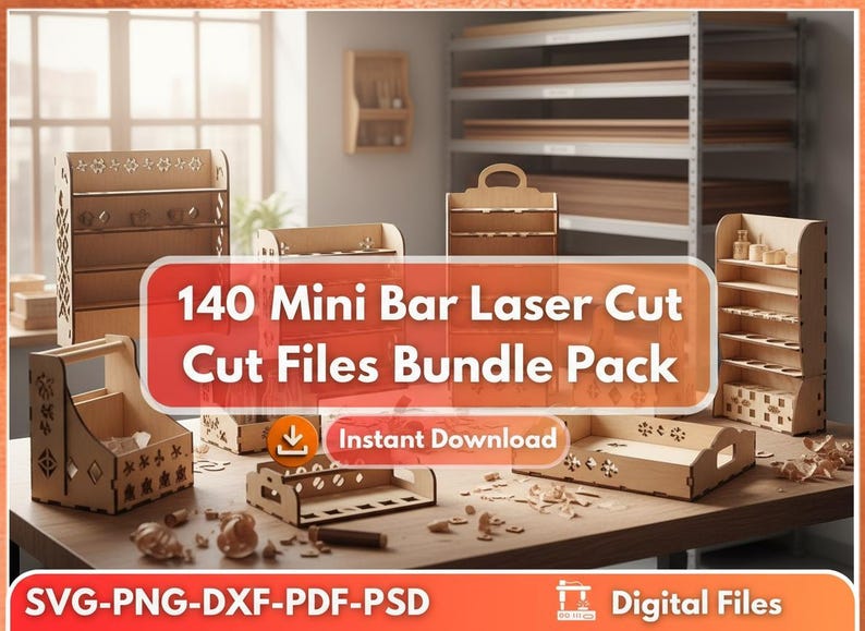 140 Mini Bar Laser Cut Files Bundle Pack | Wall Mounted Bar SVG ...