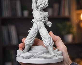Son Goku Dragon Ball 3D-printbaar STL-model, direct digitaal te downloaden.