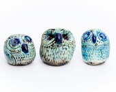 Miniatur Set der Raku-Keramik-Eule - Unikate