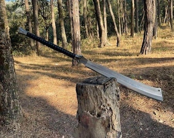 Lanza artesanal de acero de alto carbono – 35 cm. Mango de palisandro y cuero. Pieza de coleccionista.