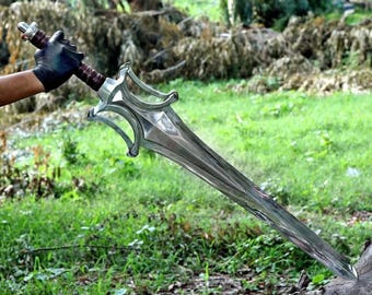 Espada de poder de acero al carbono hecha a mano, empuñadura forrada en cuero, espada de exhibición de fantasía de 38 pulgadas.