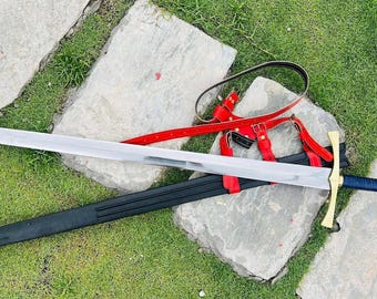 Espada artesanal de acero de alto carbono – Empuñadura de cuero de palisandro, vaina