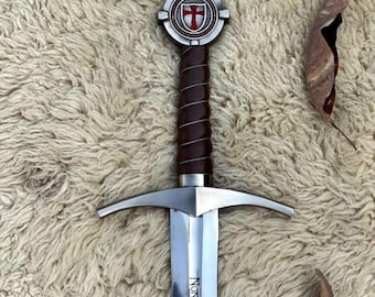 Accolade Knight Sword met schede – 36 inch middeleeuws mes van koolstofstaal in kruisvaardersstijl