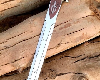 Espada artesanal de acero de alto carbono – 86 cm, empuñadura de palisandro, detalles de latón (funda de cuero incluida)